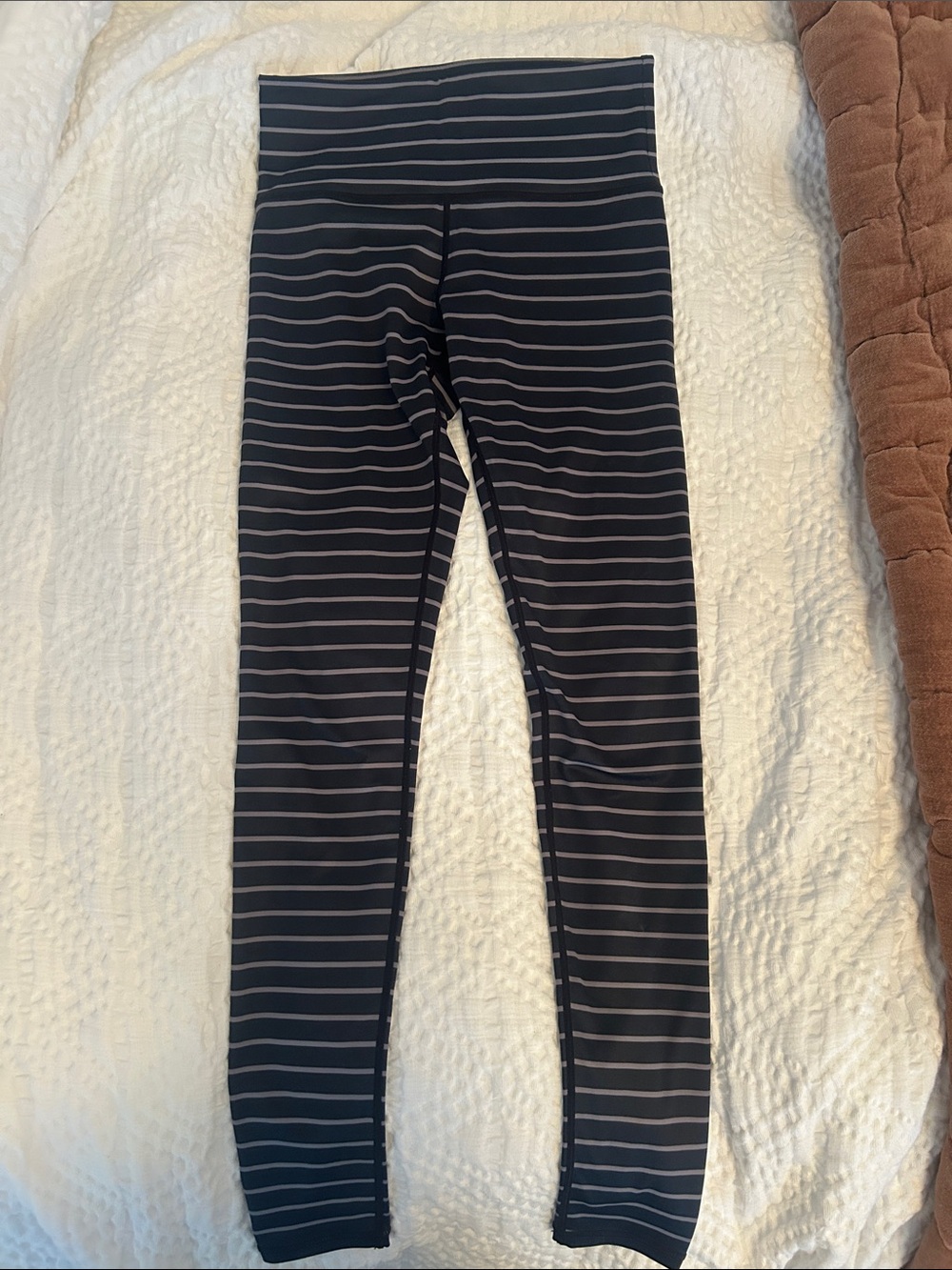 Just Live Black and Gray Striped High-Waist Leggings